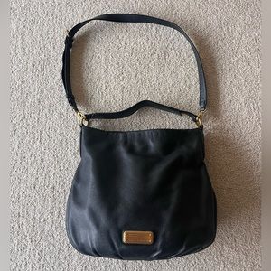 Marc Jacobs Black Leather New Q Hillier Convertible Hobo Bag